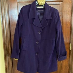 Kristen Blake wool PeaCoat in deep violet color